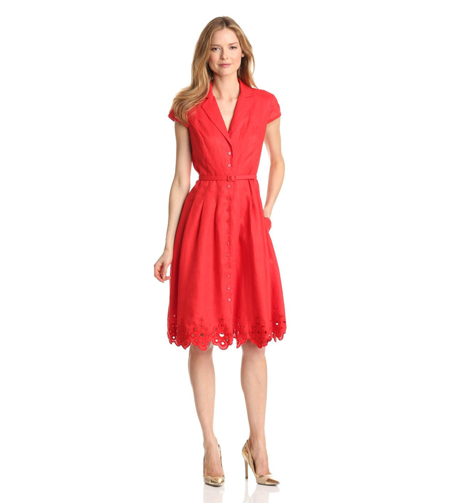 Solid Shirt Dress - Blood Orange